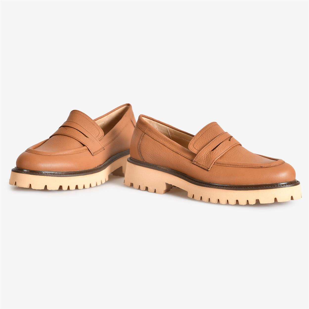 Taba Deri Kadın Loafer