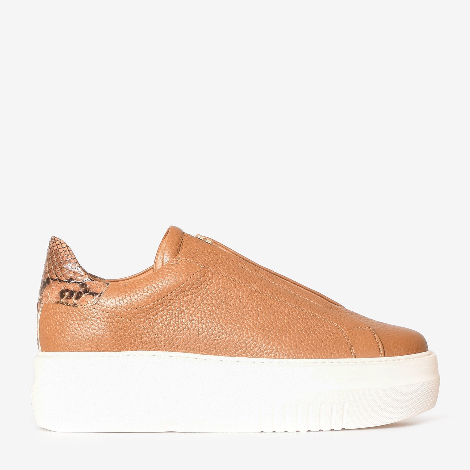Taba Deri Piton Kadın Sneakers