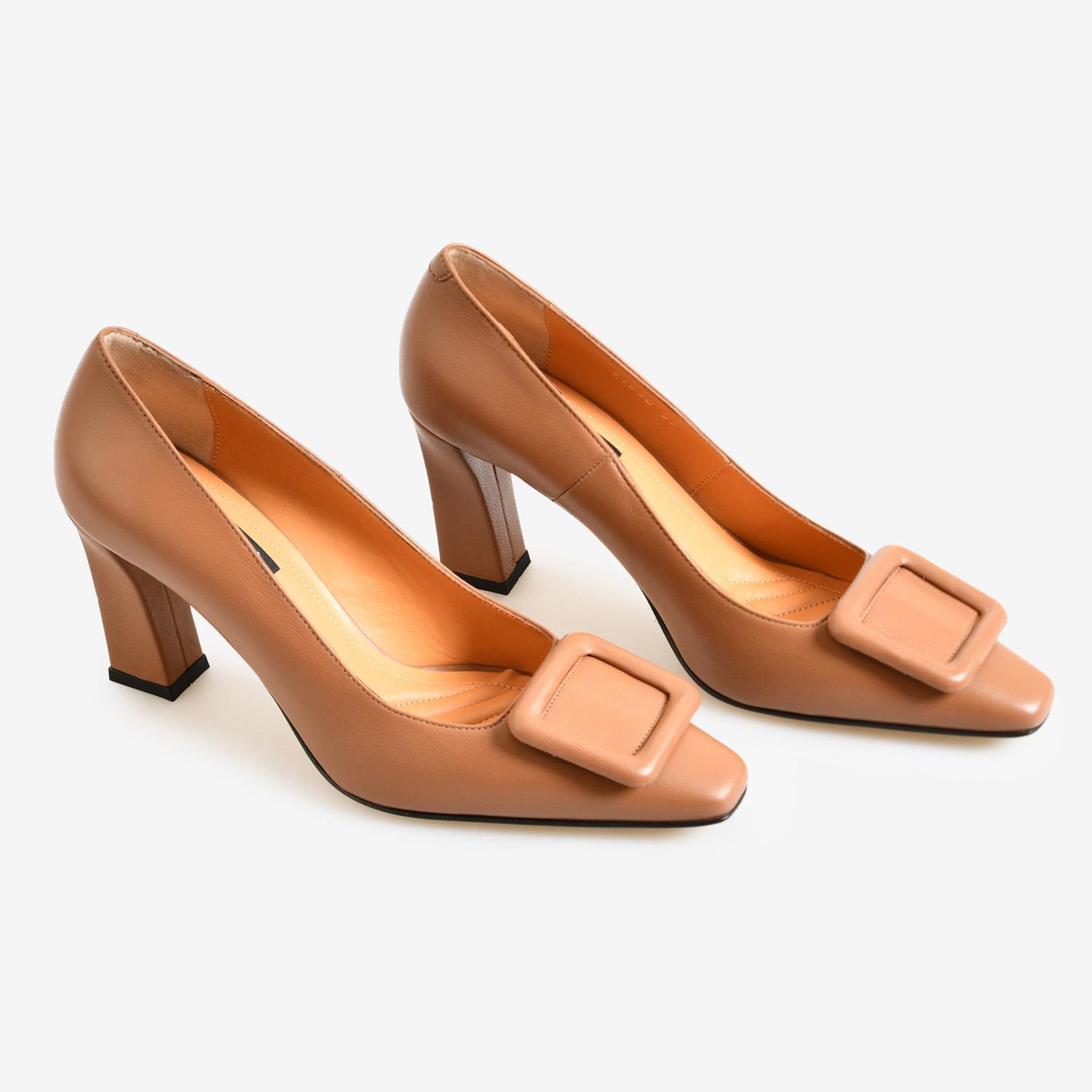 Taba Deri Toka Detaylı Kadın Abiye Ayakkabı