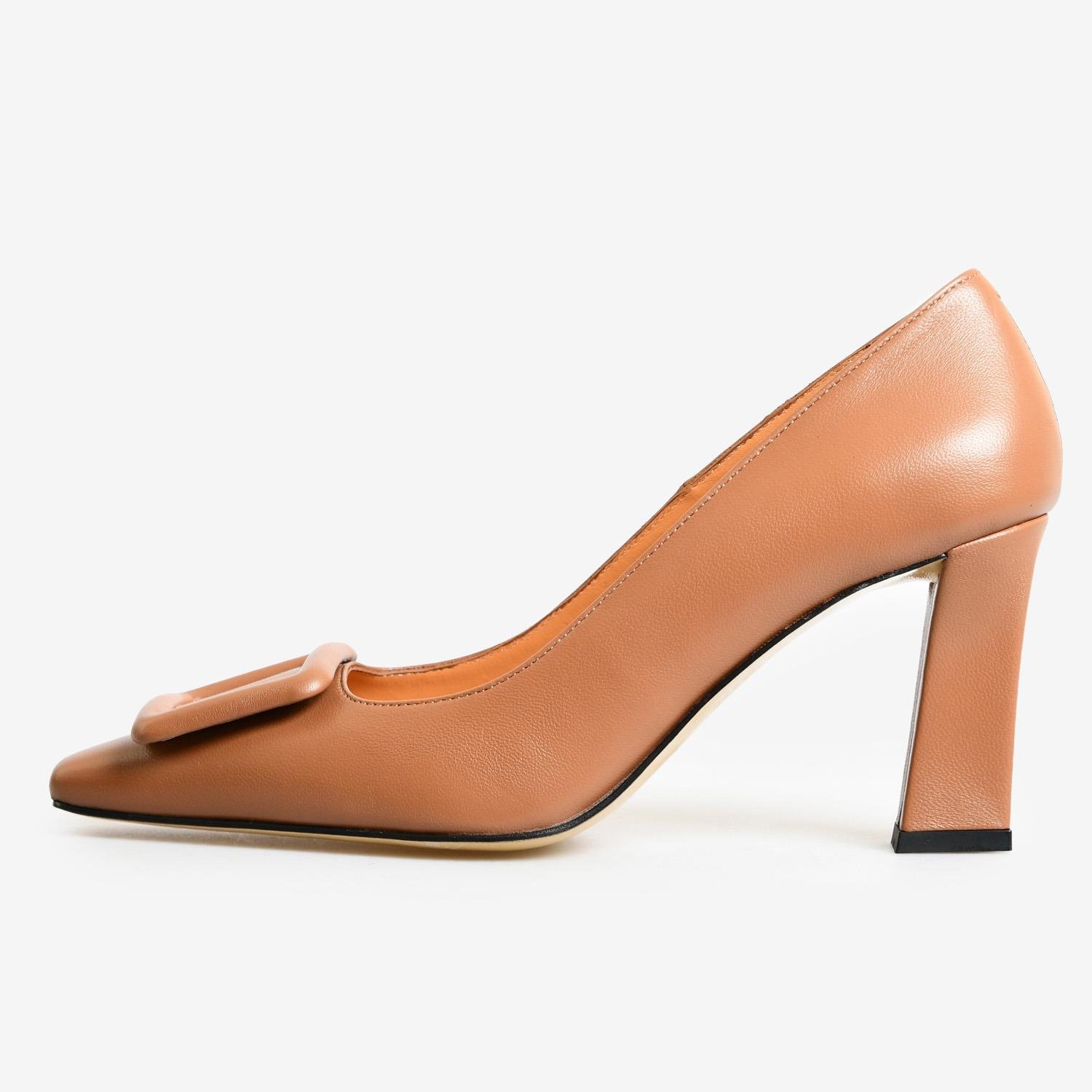 Taba Deri Toka Detaylı Kadın Abiye Ayakkabı