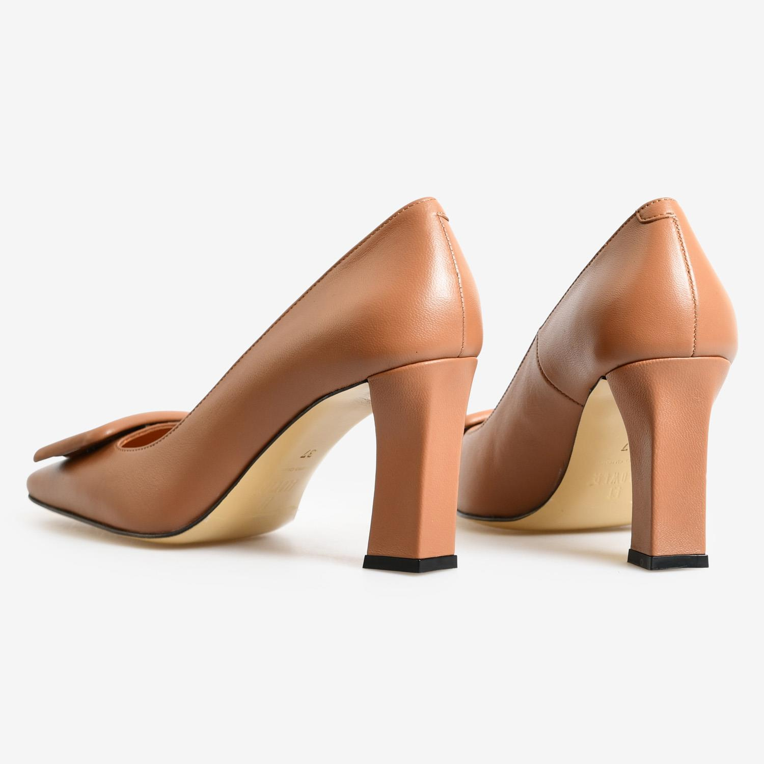 Taba Deri Toka Detaylı Kadın Abiye Ayakkabı