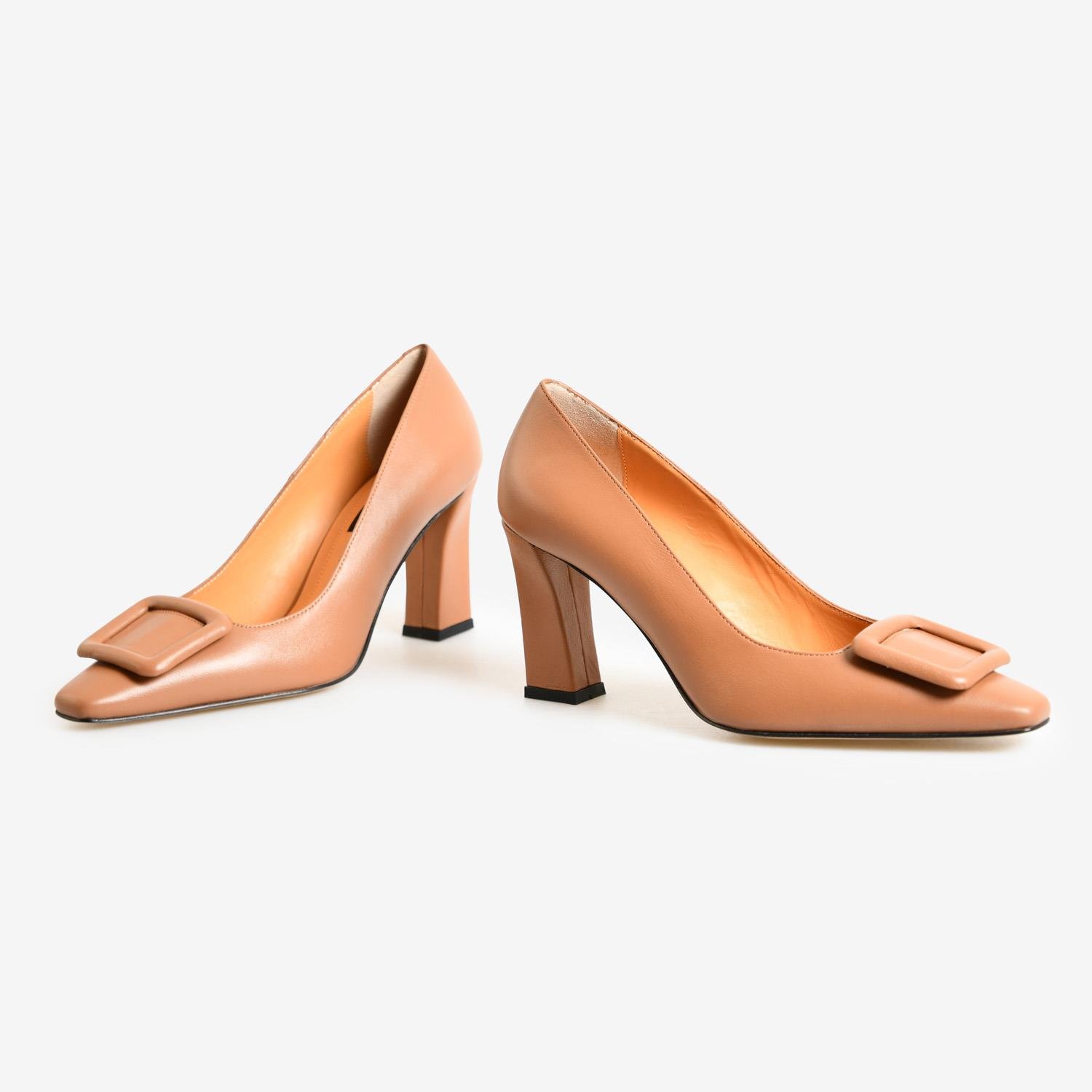 Taba Deri Toka Detaylı Kadın Abiye Ayakkabı