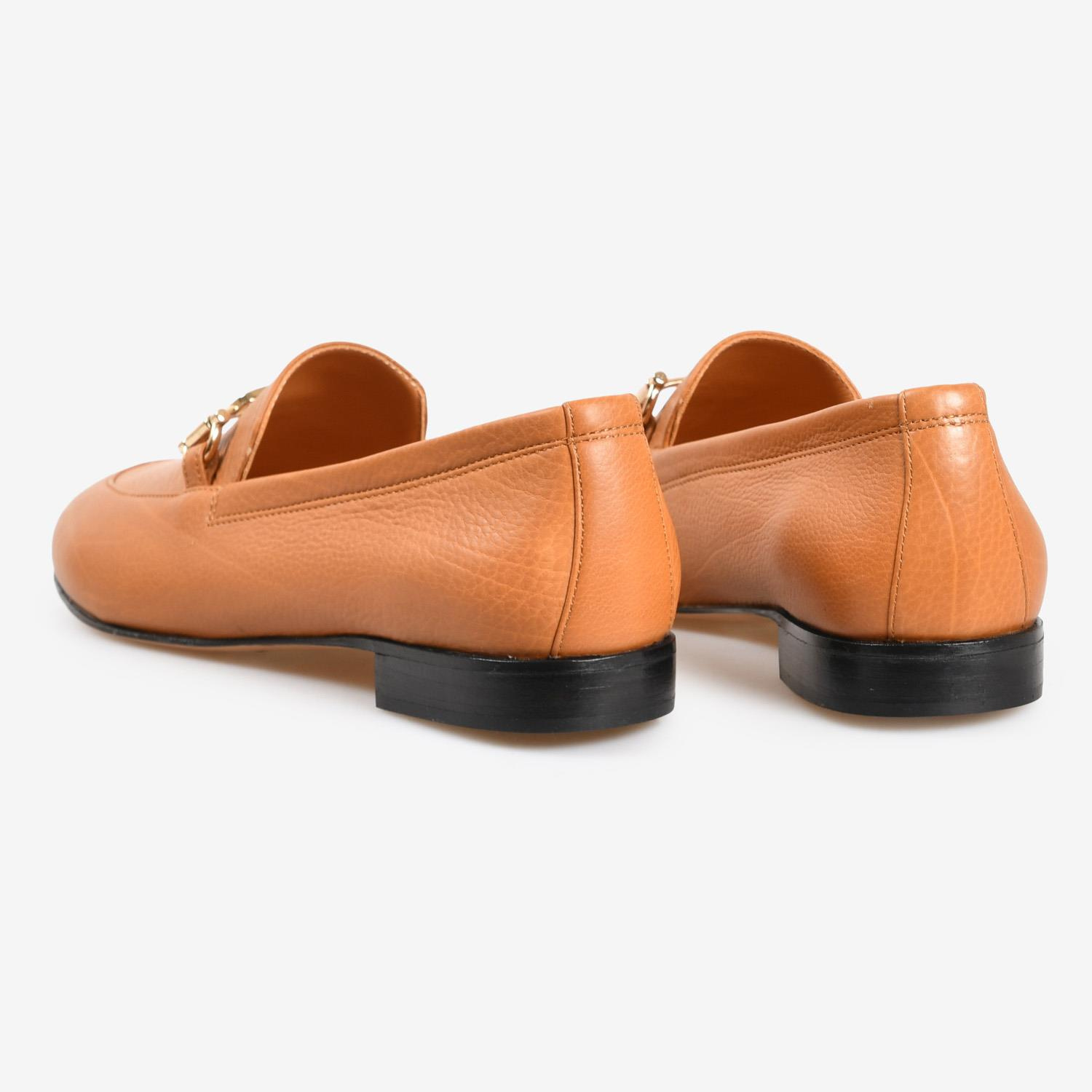 Taba Deri Tokalı Kadın Loafer