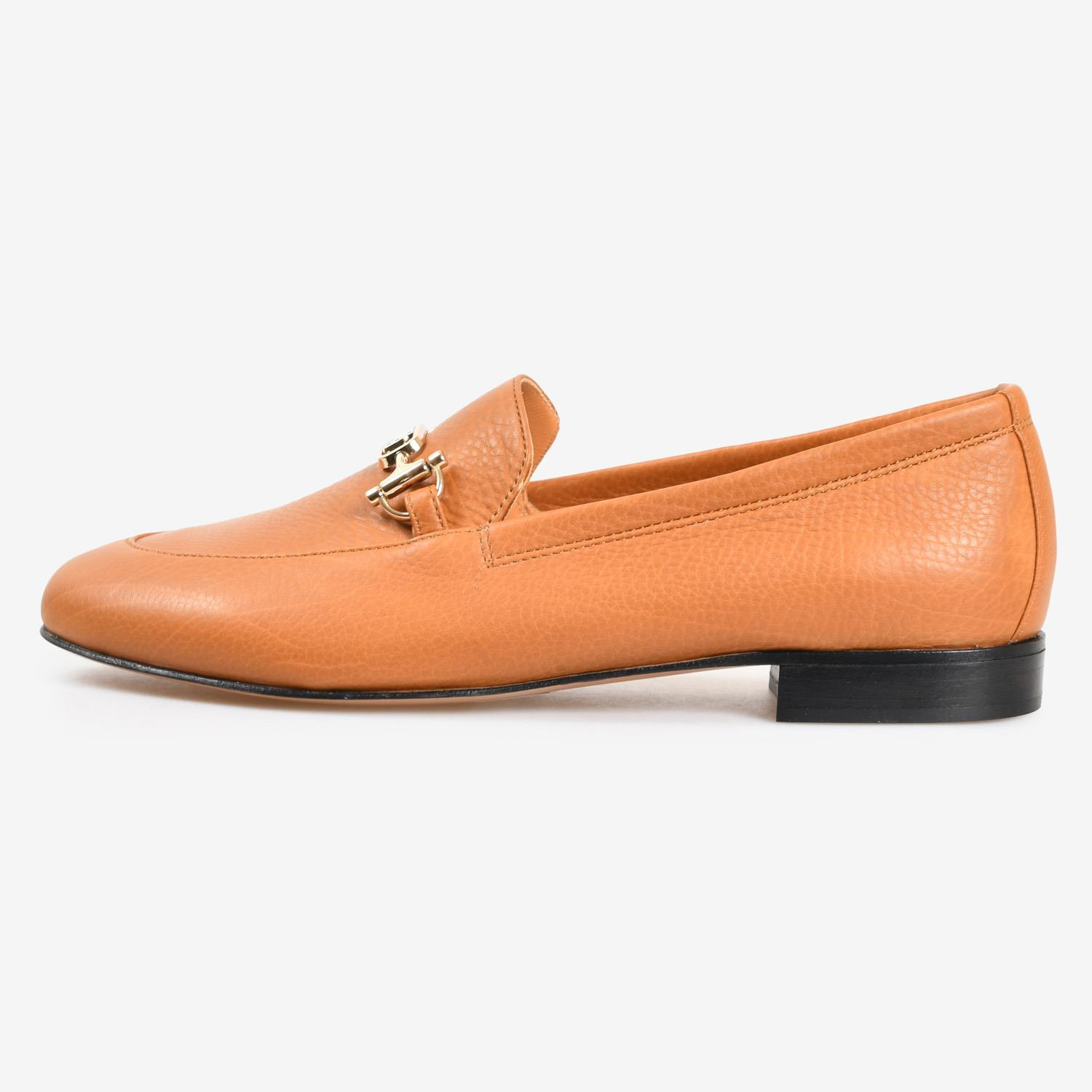 Taba Deri Tokalı Kadın Loafer