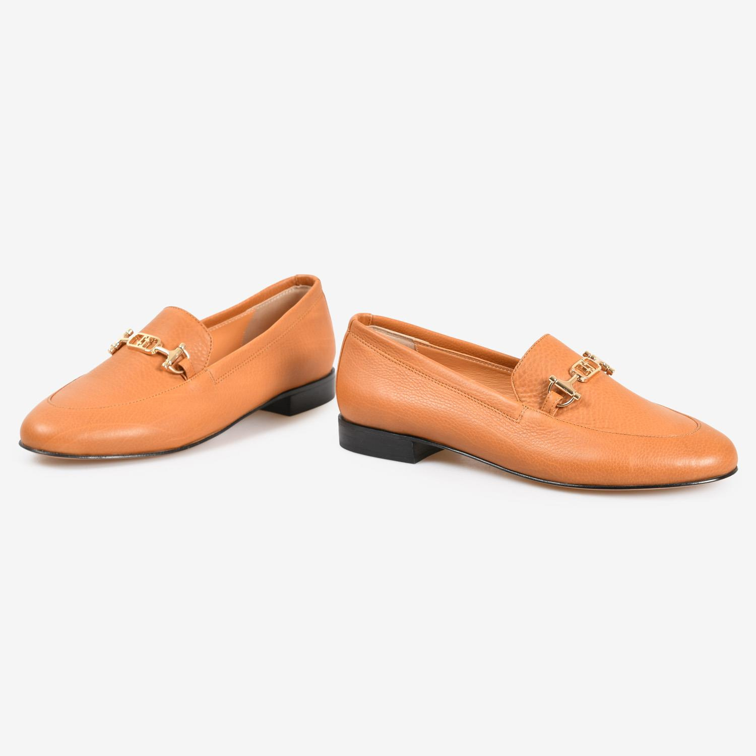 Taba Deri Tokalı Kadın Loafer