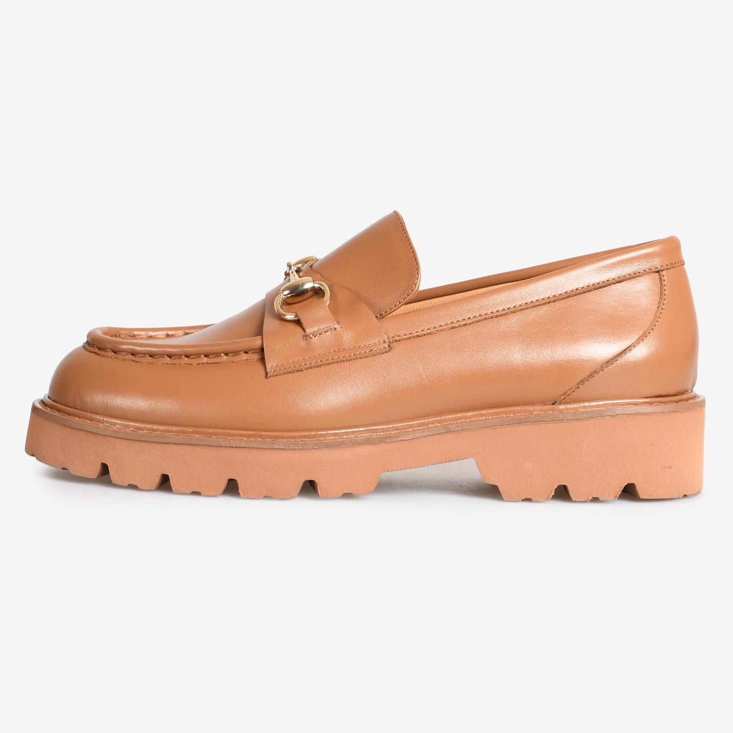 Taba Deri Tokalı Kadın Loafer