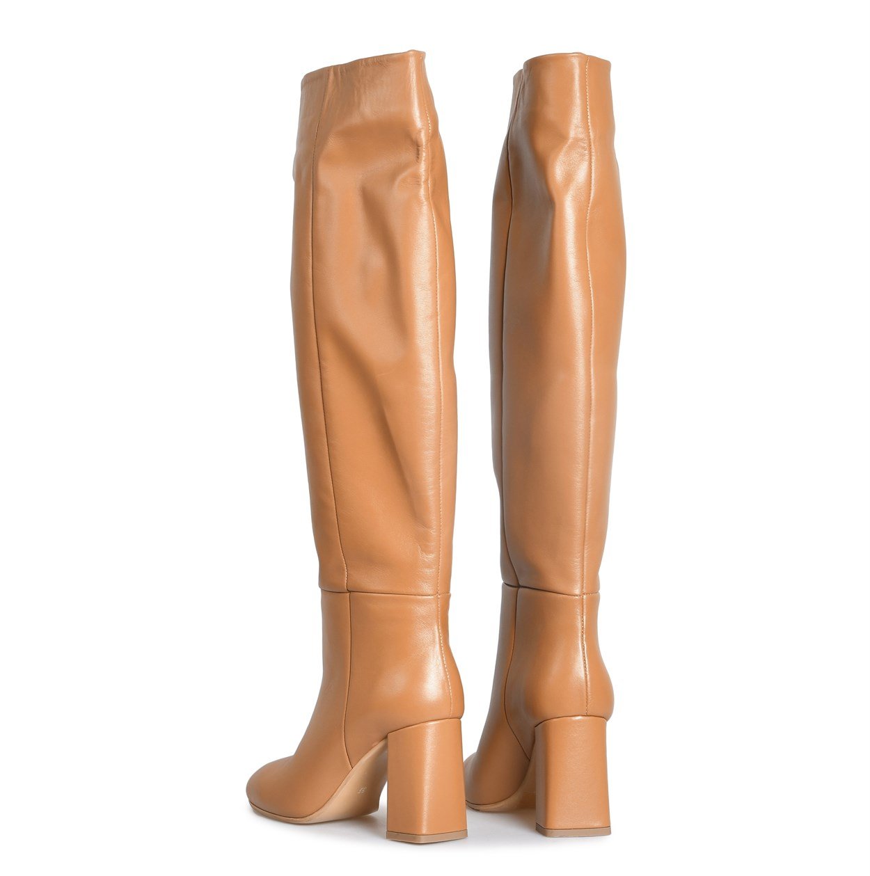 Taba Deri Topuklu Kadın Çizme
