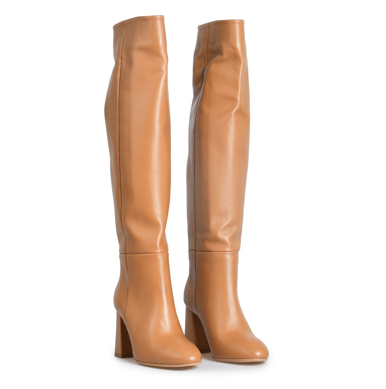 Taba Deri Topuklu Kadın Çizme