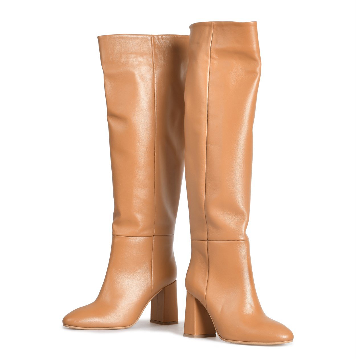 Taba Deri Topuklu Kadın Çizme