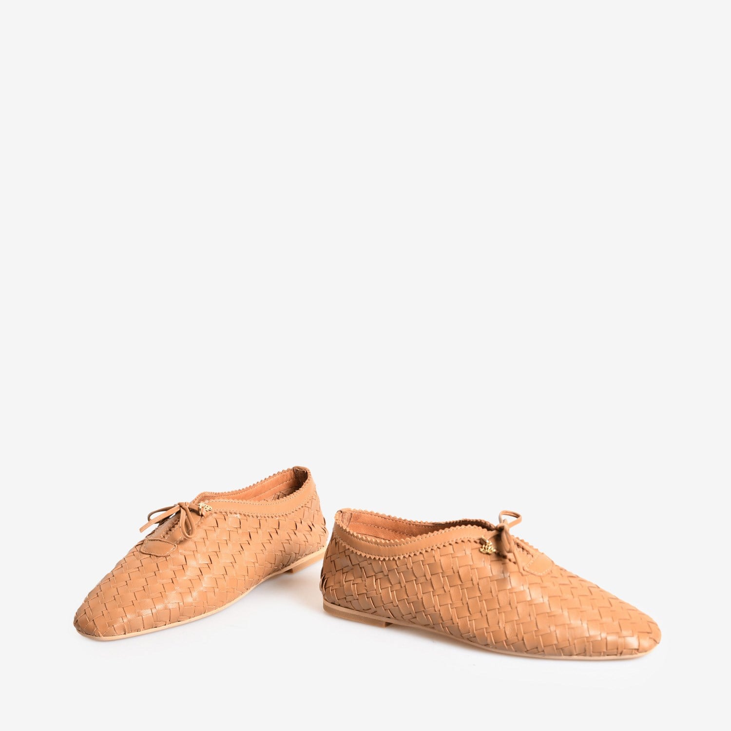 Taba Örgü Deri Kadın Bağcıklı Loafer