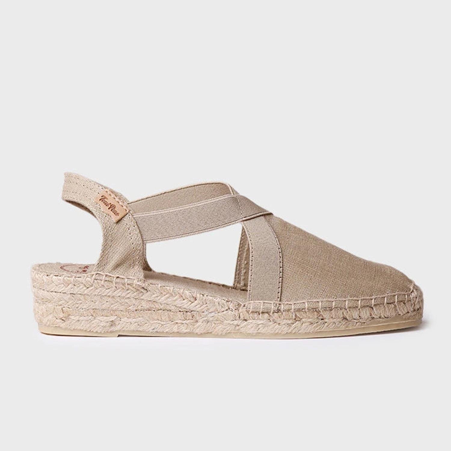 Toni Pons Bej Verona Düz Lastikli Vegan Espadril Kadın Sandalet