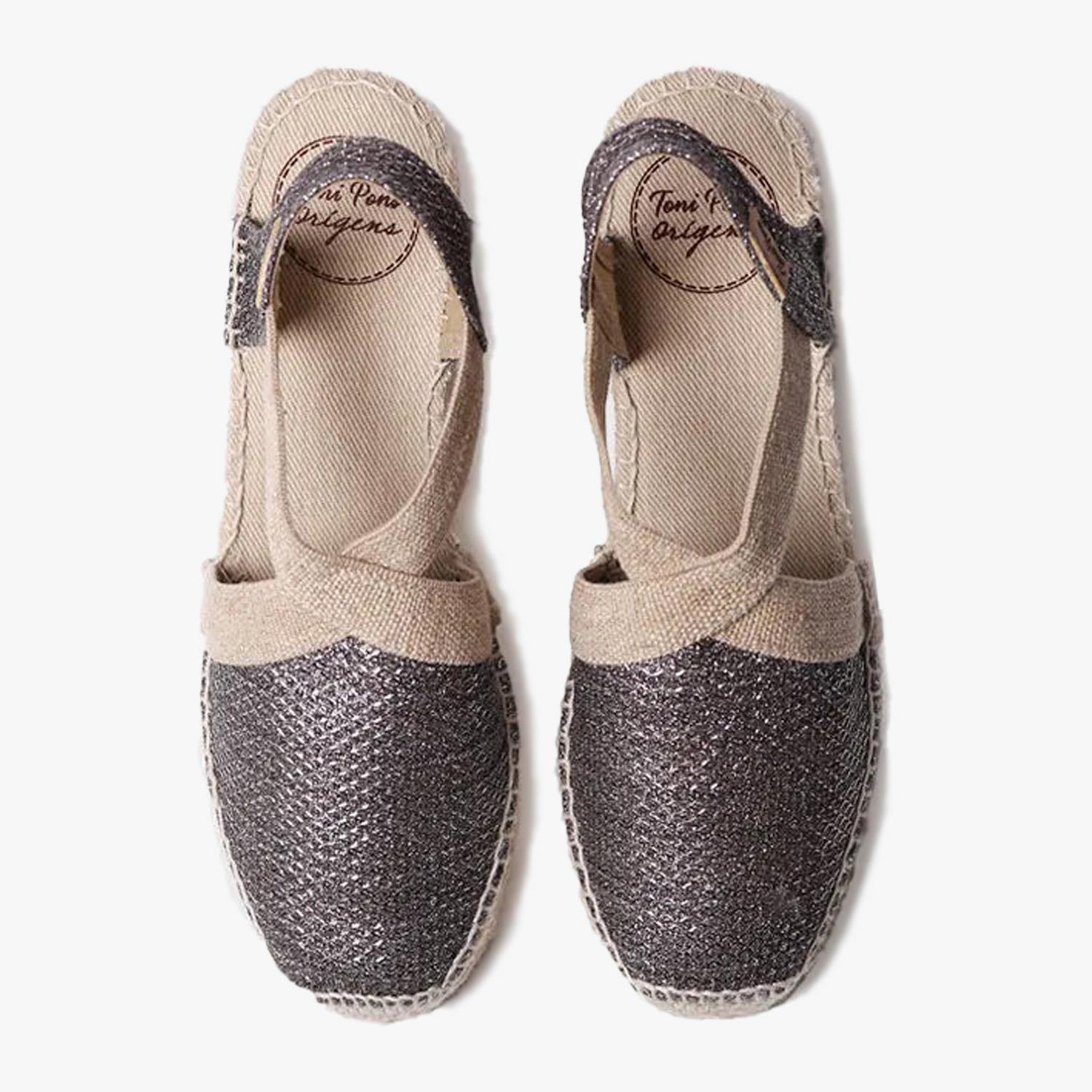 Toni Pons Gri Triton Parlak Vegan Espadril Kadın Sandalet