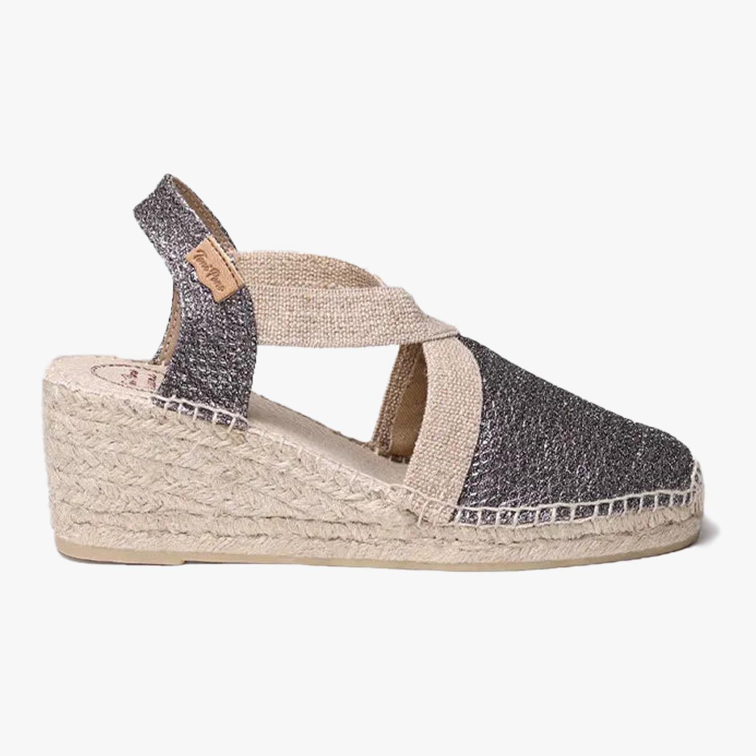 Toni Pons Gri Triton Parlak Vegan Espadril Kadın Sandalet