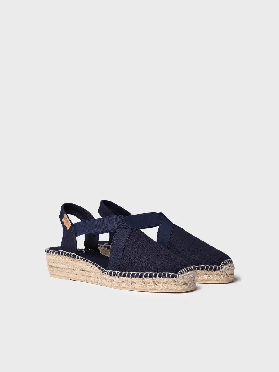 Toni Pons Lacivert Verona Düz Lastikli Vegan Espadril Kadın Sandalet