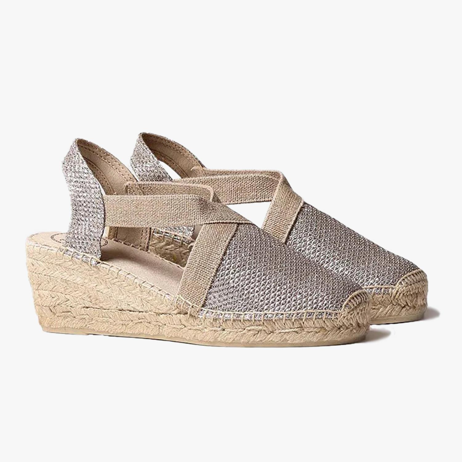 Toni Pons Platin Triton Parlak Vegan Espadril Kadın Sandalet