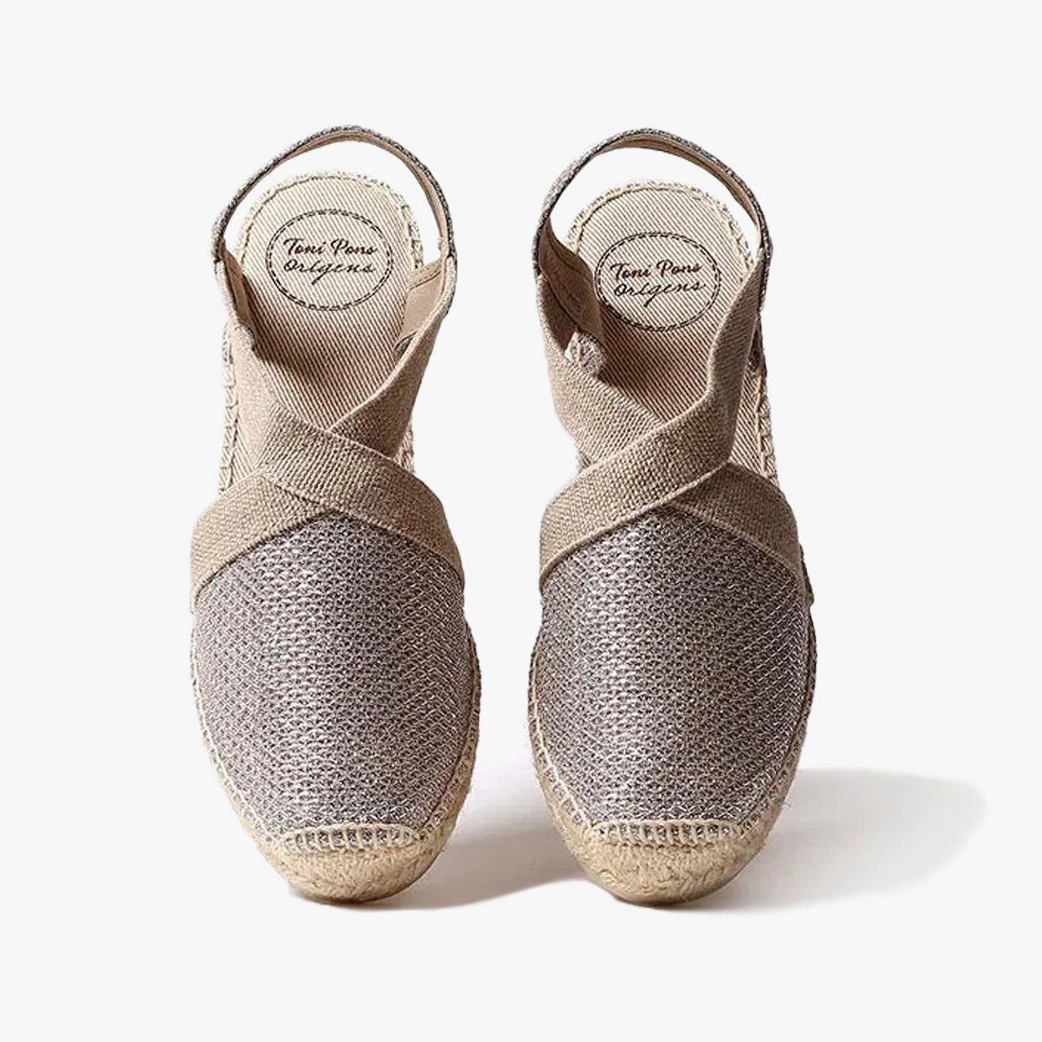 Toni Pons Platin Triton Parlak Vegan Espadril Kadın Sandalet