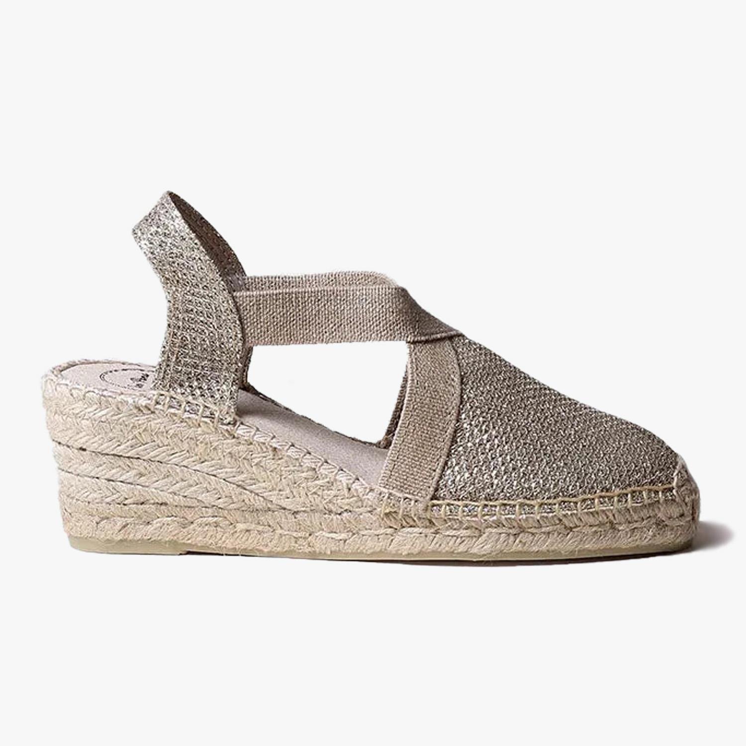 Toni Pons Platin Triton Parlak Vegan Espadril Kadın Sandalet