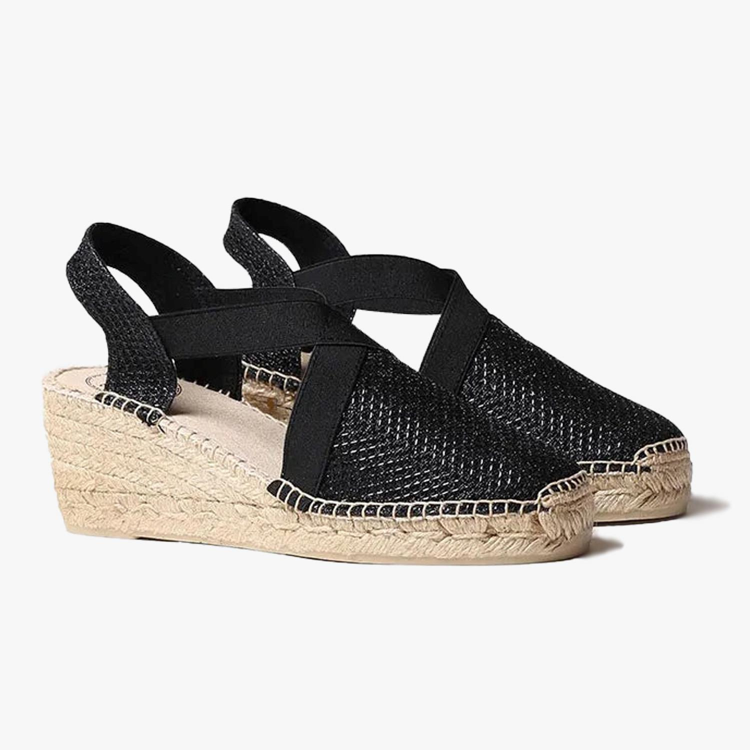 Toni Pons Siyah Triton Parlak Vegan Espadril Kadın Sandalet