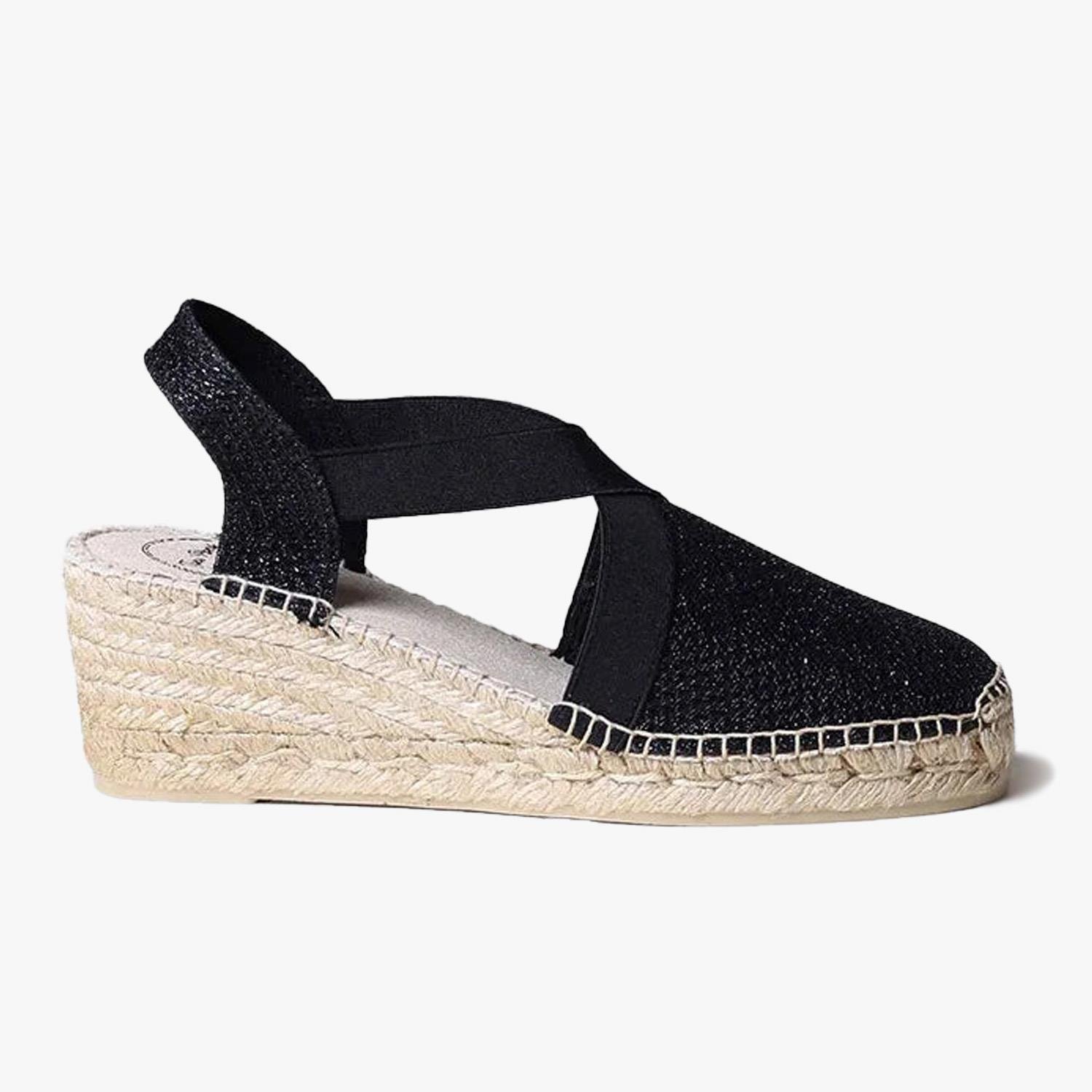 Toni Pons Siyah Triton Parlak Vegan Espadril Kadın Sandalet