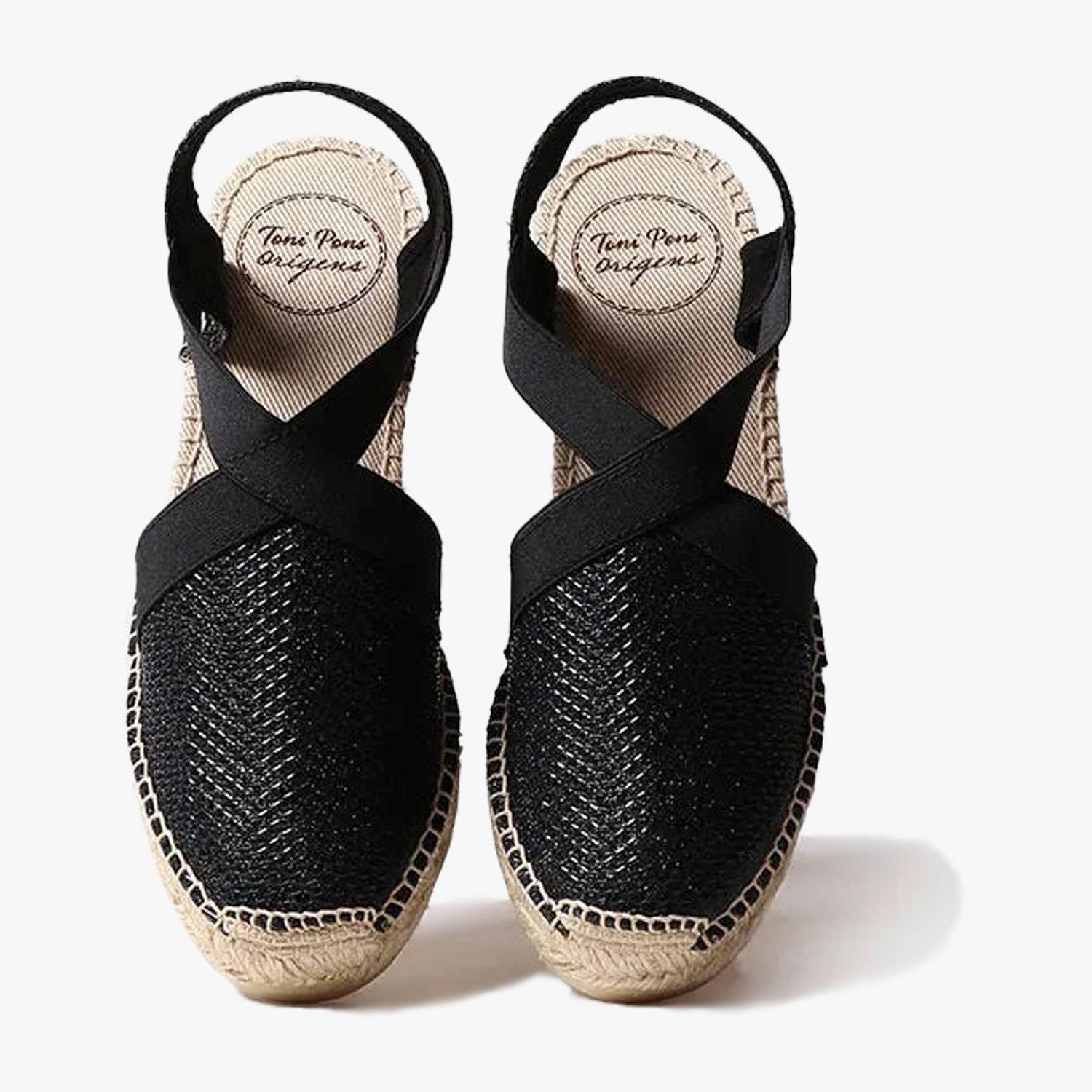 Toni Pons Siyah Triton Parlak Vegan Espadril Kadın Sandalet