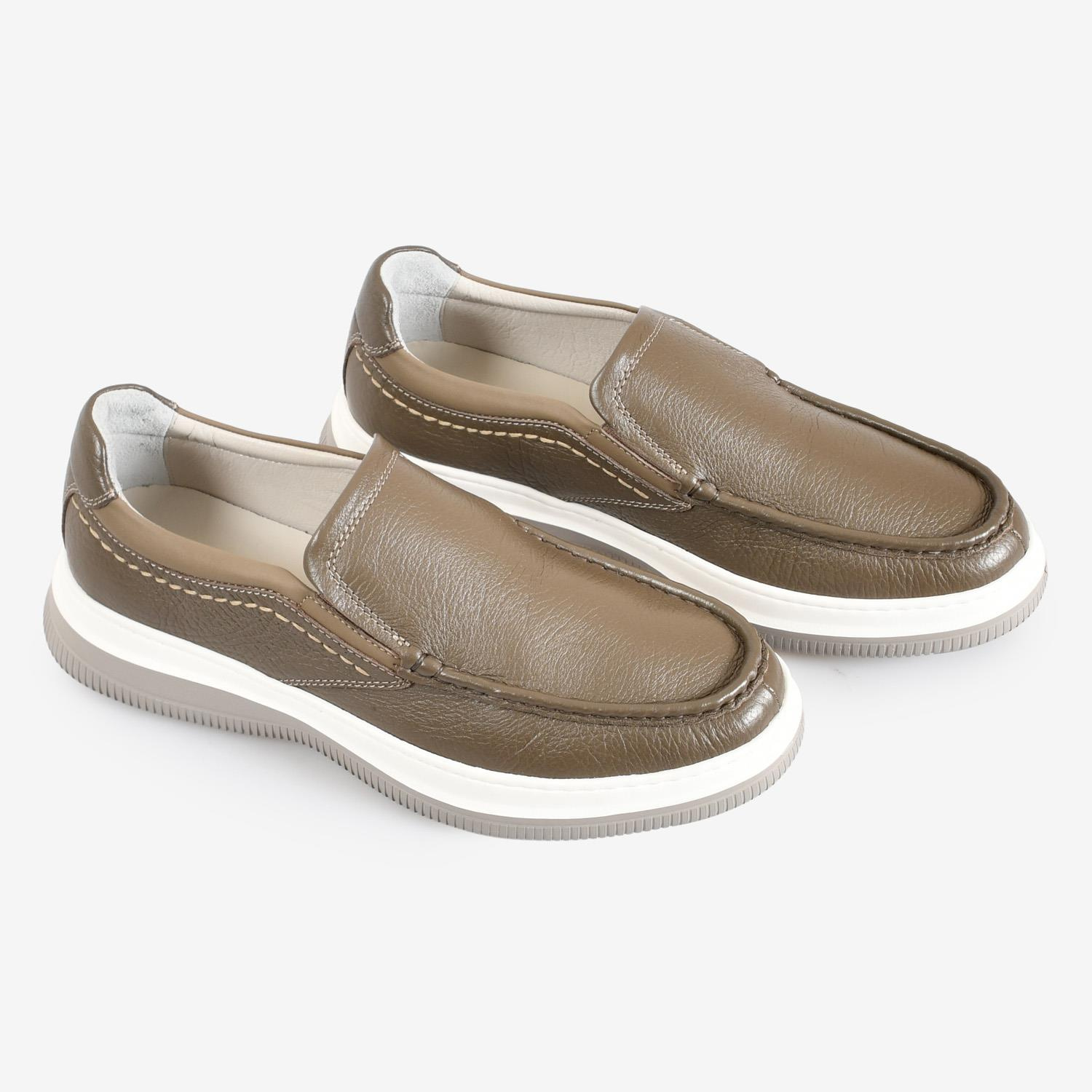 Vizon Deri Düz Erkek Loafer