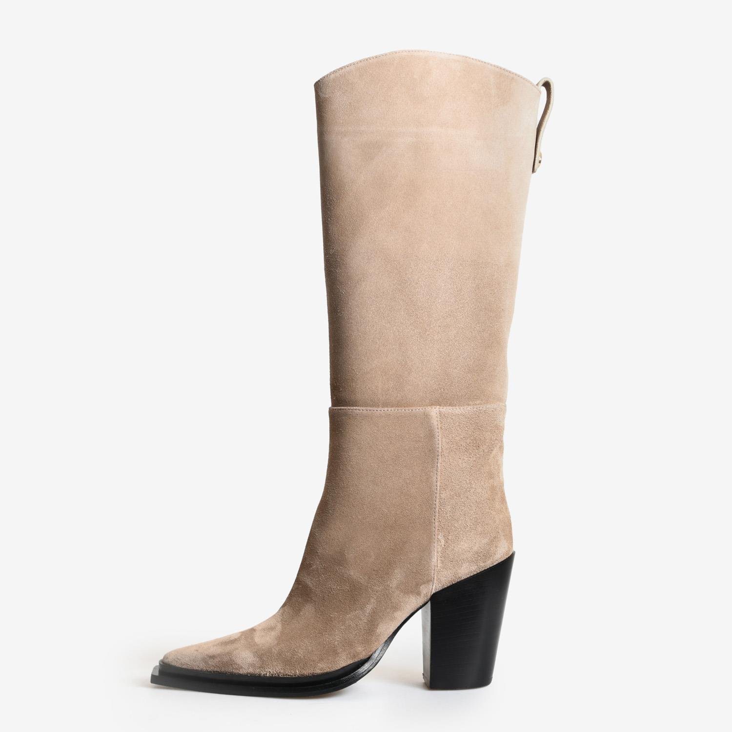 Vizon Deri Düz Kadın Çizme