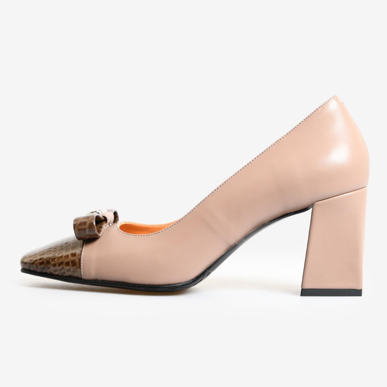 Vizon Deri Logo Detaylı Kadın Abiye Ayakkabı