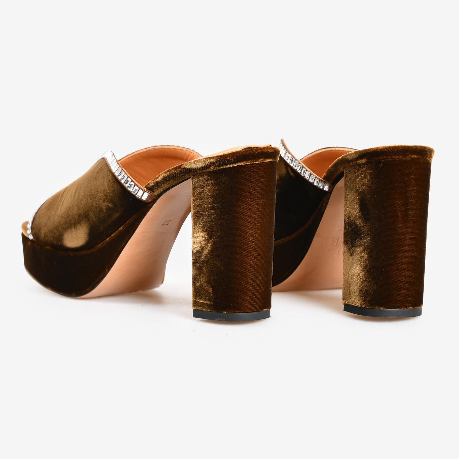 Vizon Kadife Taşlı Kadın Abiye Terlik