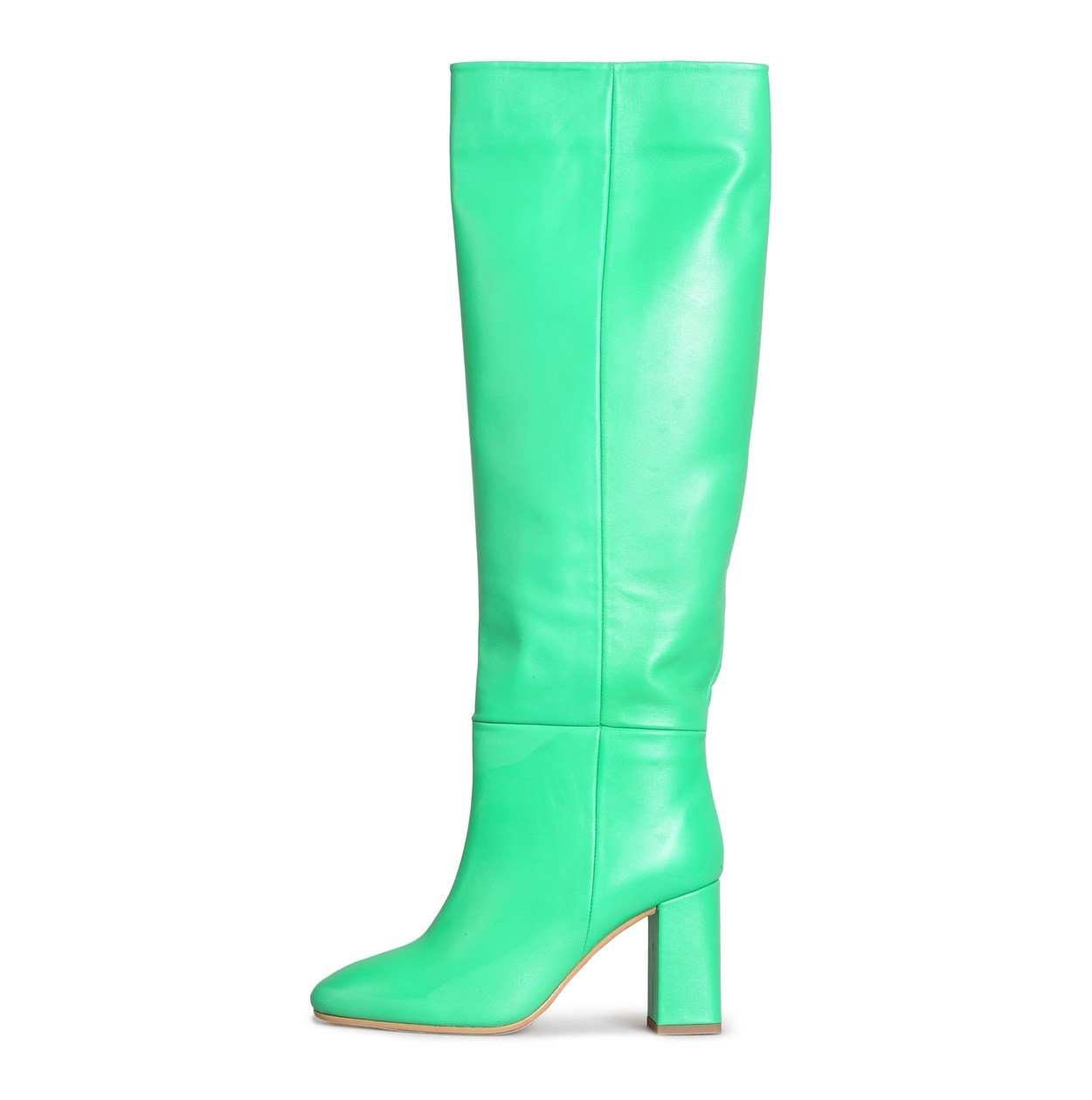 Yeşil Deri Topuklu Kadın Çizme