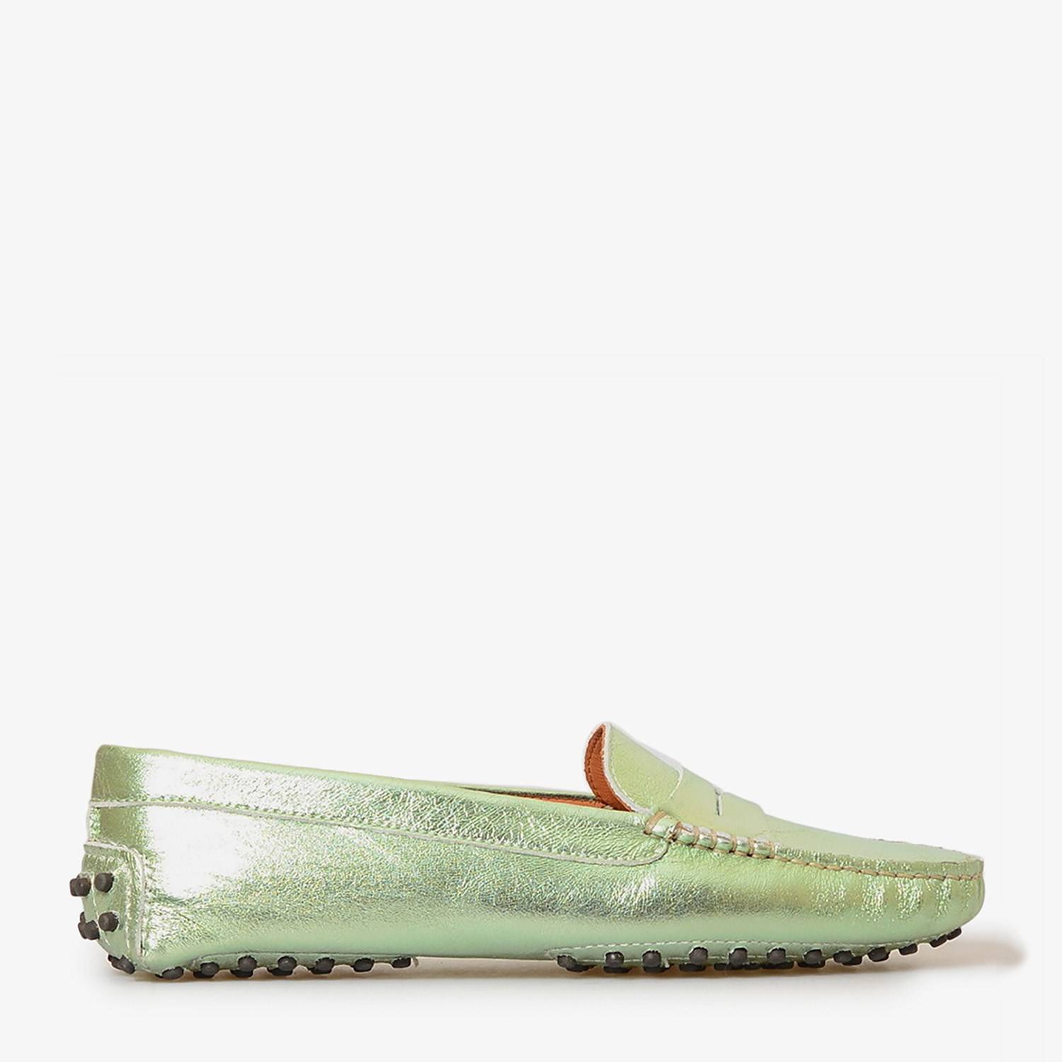 Yeşil Metalik Kadın Deri Loafer