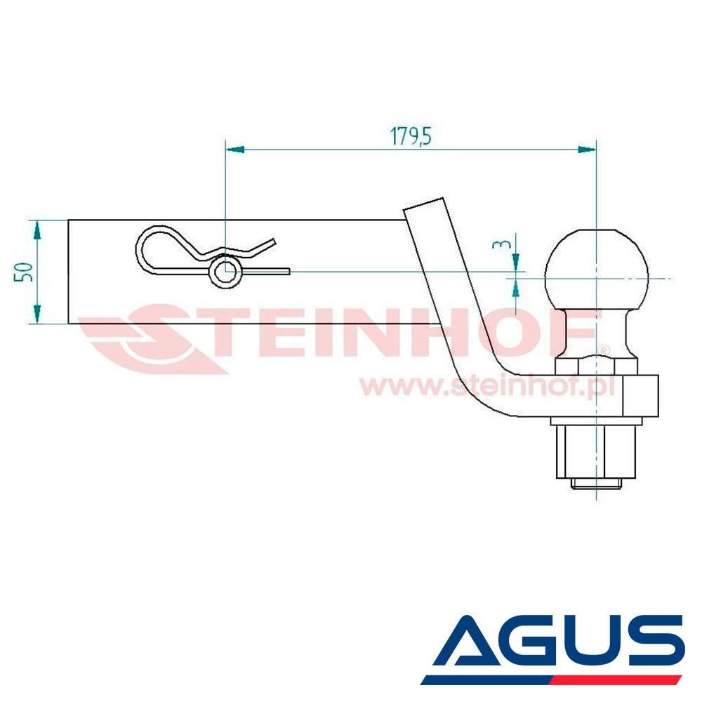 Amerikan Tip Kare Adaptör Çeki Demiri Topuzu 50 mm Kısa