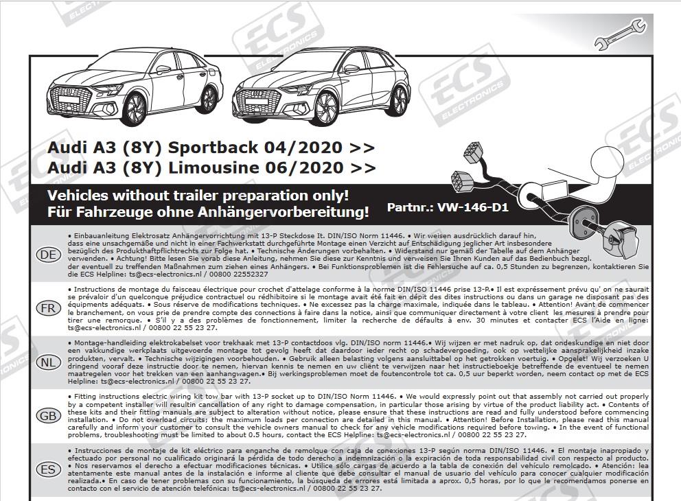 AUDI A3 2012- Römork Tesisatı 13P