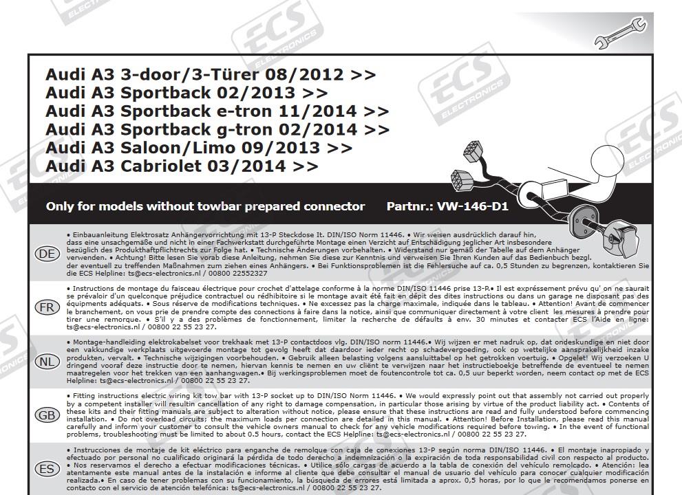 AUDI A3 2012- Römork Tesisatı 13P