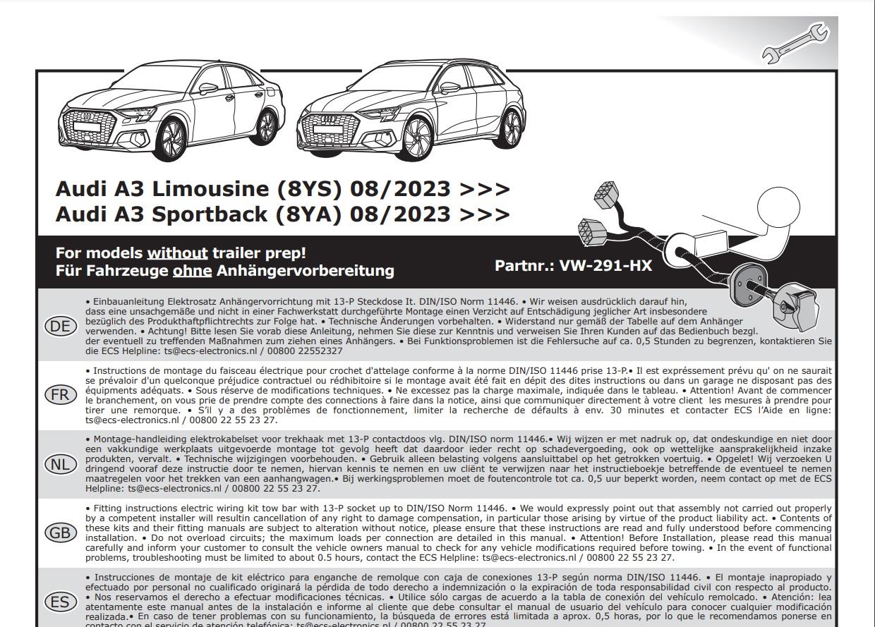 AUDI A3 2024- Römork Tesisatı 13P