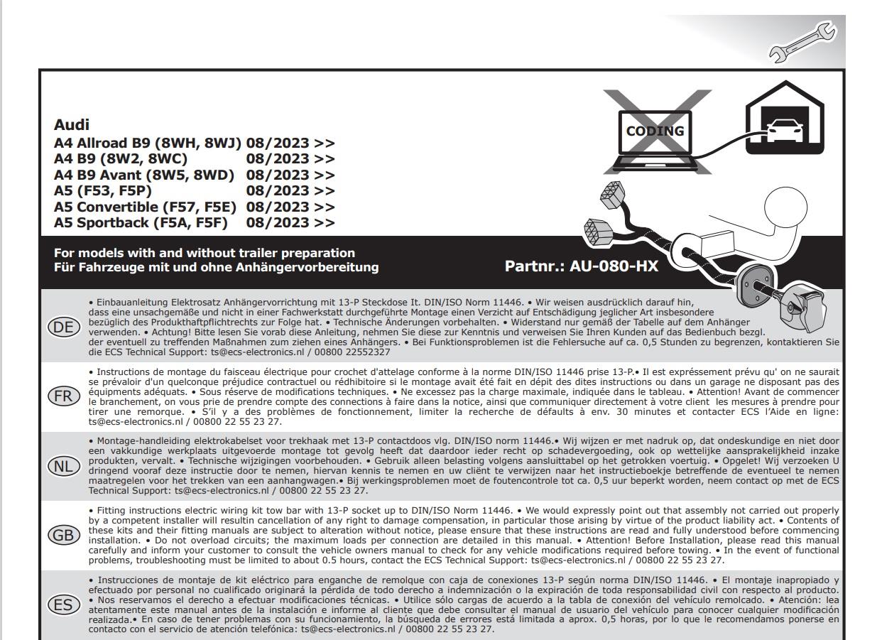 AUDI A5 2024- Römork Tesisatı 13P