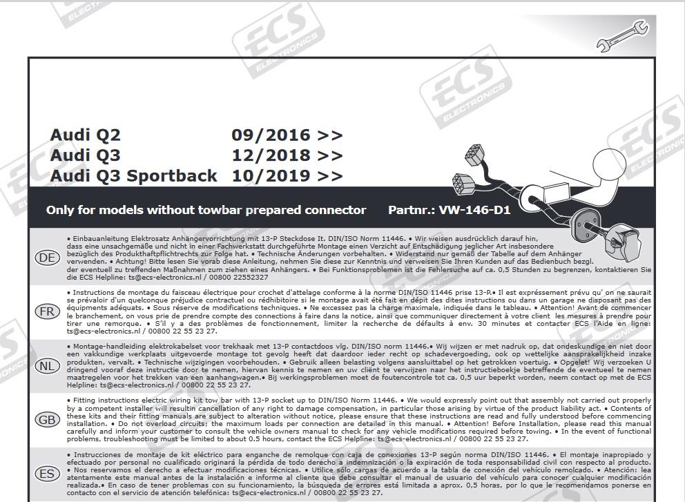 AUDI Q2 2016- Römork Tesisatı 13P