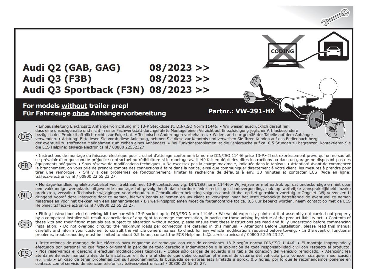 AUDI Q2 2024- Römork Tesisatı 13P