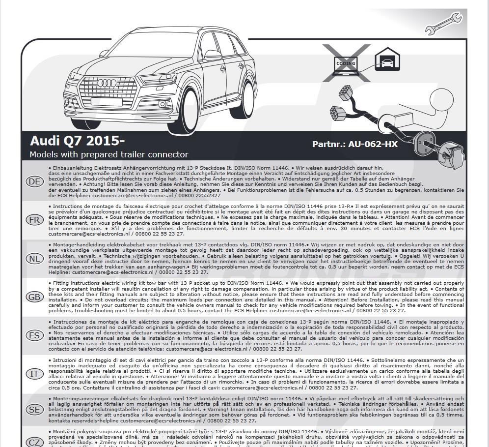 AUDI Q7 2015- Römork Tesisatı 13P