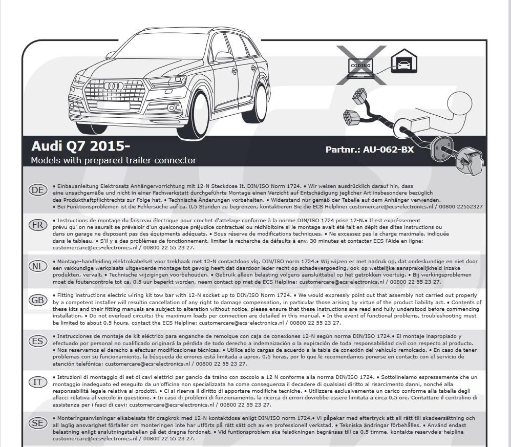 AUDI Q7 2015- Römork Tesisatı 7P