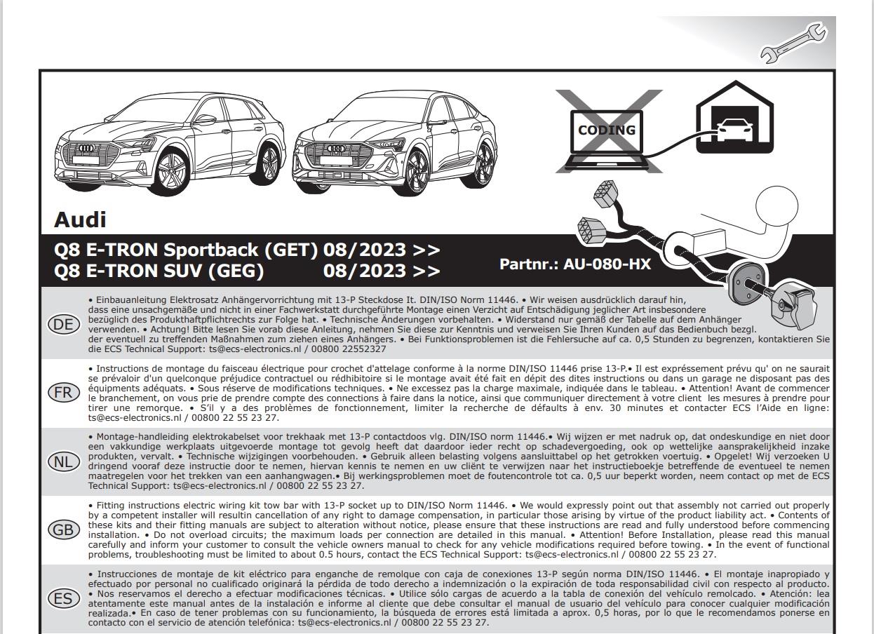 AUDI Q8 2024- Römork Tesisatı 13P
