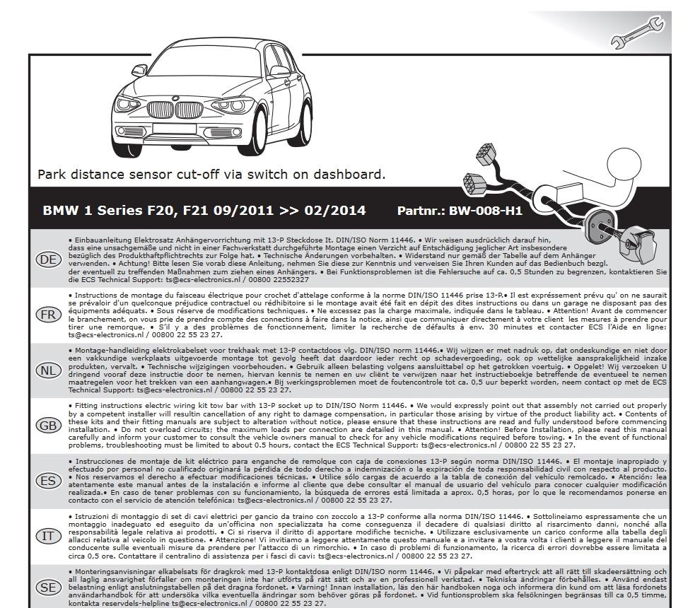 BMW 1-Serisi  F20 2012-2014 Römork Tesisatı 13P