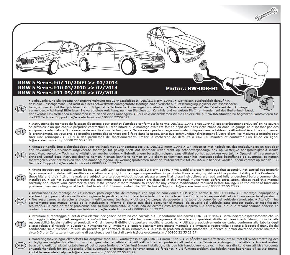 BMW 5-Serisi F10 2010-2014 Römork Tesisatı 13P