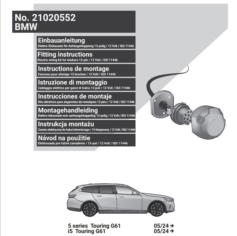 Bmw 5-Serisi - i5 G60/G61 2023- Römork Tesisatı 13P