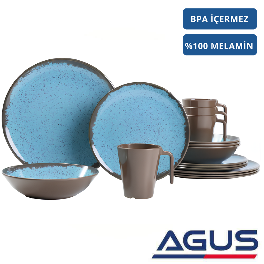 Campout 4 Kişilik 16 Parça Melamin Yemek Takımı - Kahverengi