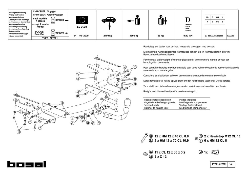 CHRYSLER Grand Voyager CEKI DEMIRI 2000-2008