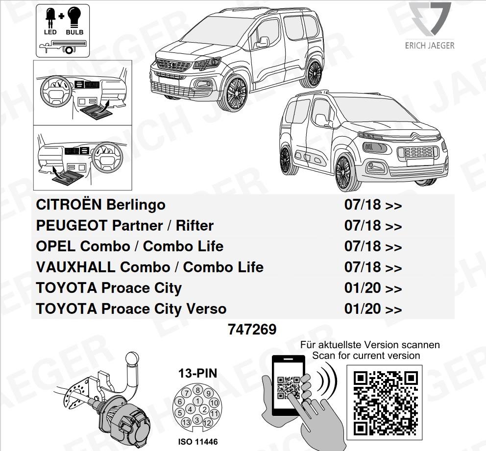 CITROEN Berlingo 2018- Römork Tesisatı 13P
