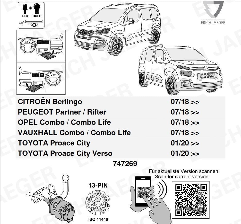 CITROEN Berlingo 2018- Römork Tesisatı 13P