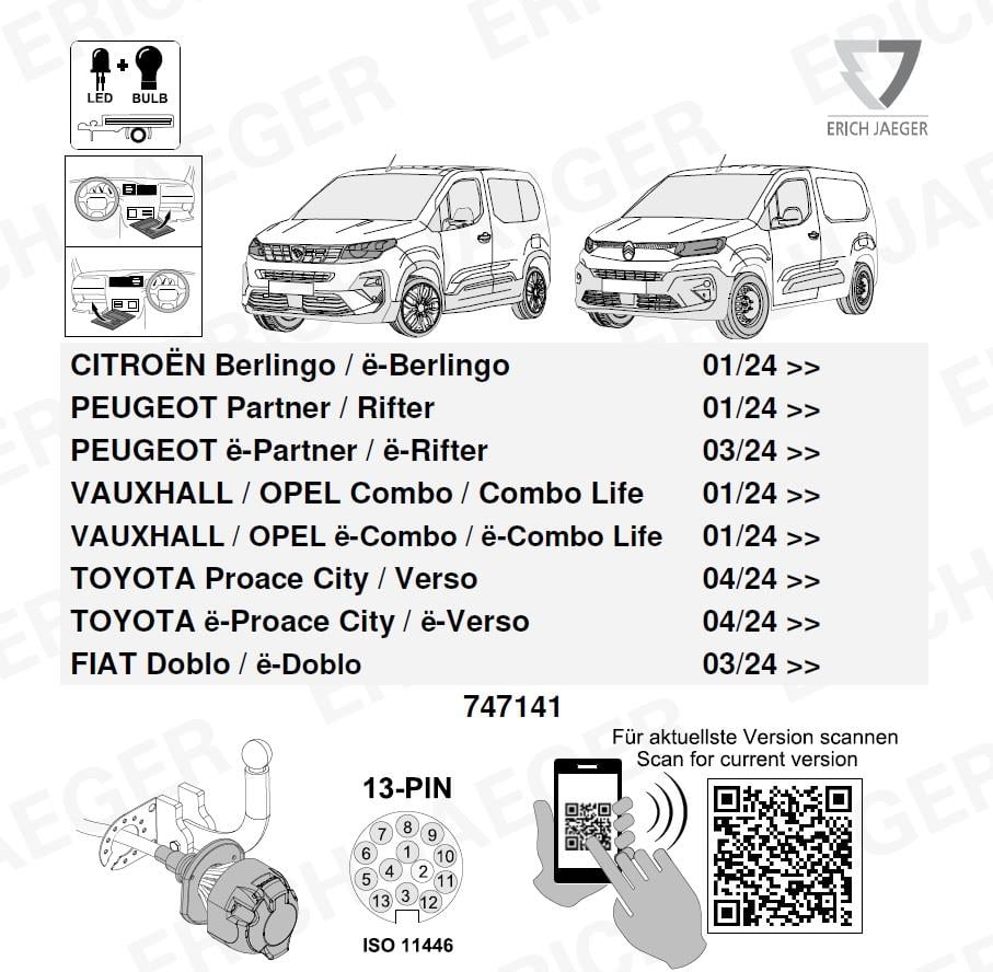 CITROEN Berlingo 2024- Römork Tesisatı 13P