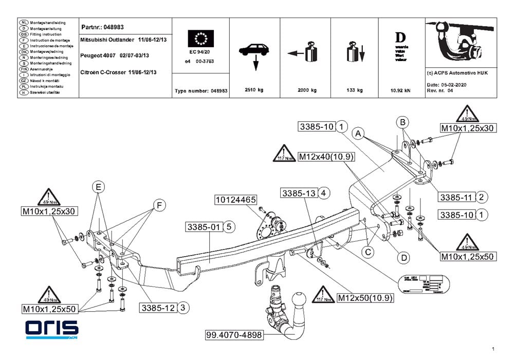 CITROEN C-Crosser SÖKÜLEBİLİR CEKI DEMIRI