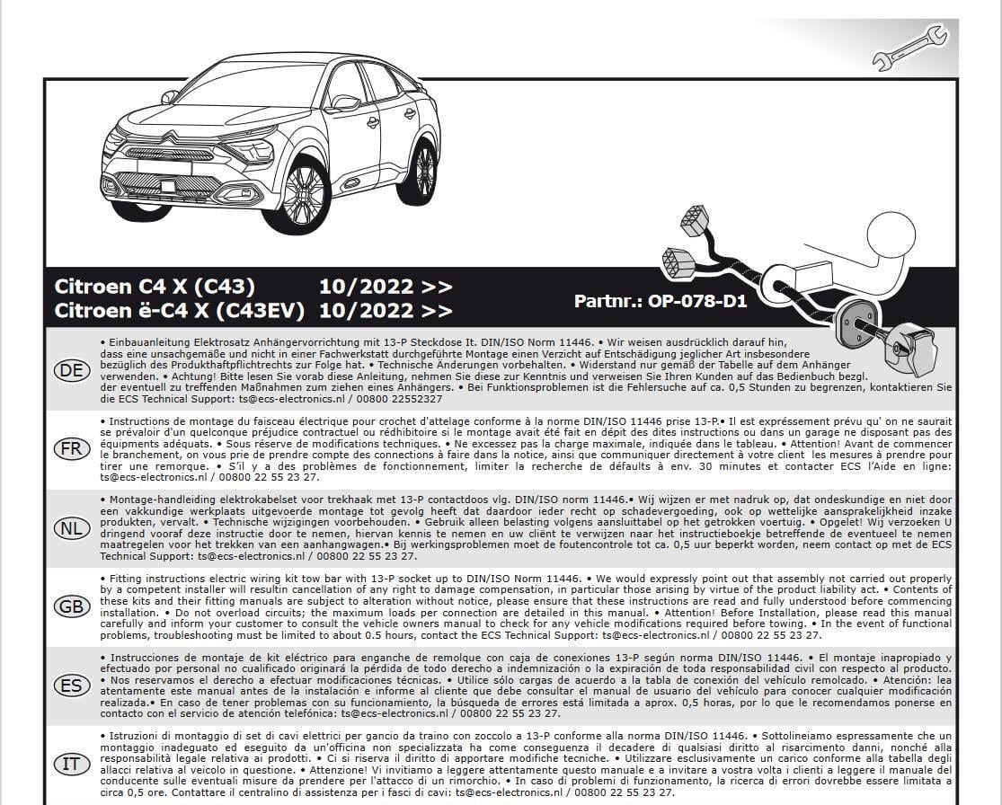 CITROEN C4 X Römork Tesisatı 13P